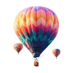 Naklejka premium Colorful hot air balloons floating against black background