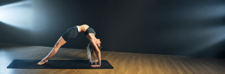 Yoga Pose on Mat with Copy Space Wide Banner