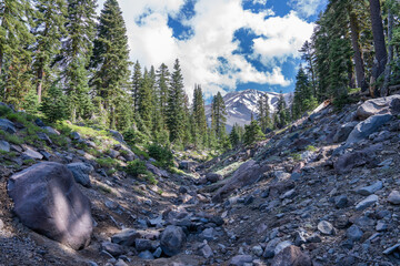 Mount Shasta Snow-Capped Peak with Hiking Trail, Pacific Northwest