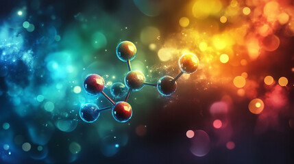 Abstract science background with futuristic digital patterns, molecular structures, and glowing elements, symbolizing technology, research, innovation, and scientific discovery.