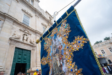 Priests and seminarians are seen participating in the Corpus Christi procession. Salvador, Brazil.