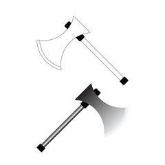 An axe line art on a white background