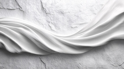 Fototapeta premium White Silk Ribbon Wave on Stone Elegant Abstract Background for Product Mockups and Design