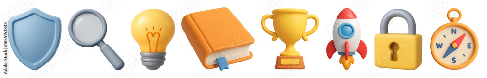 Poster png colorful icons representing various concepts, element set on transparent background