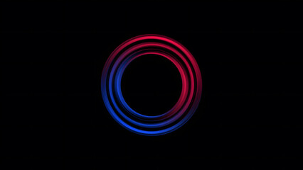 Abstract Rings of Light Mesmerizing Blue and Red Circular Design on Black Background, Perfect for Modern Tech Wallpapers and Digital Art Projects