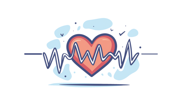 Heart rate pulse icon with audio wave amplitude spikes isolated on transparent or white background. Medical logo symbol for health, cardiology, fitness, and wellness.