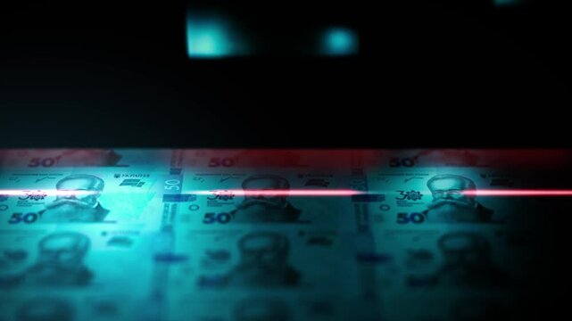 A Printing Press of Fifty Ukrainian hryvnia bills