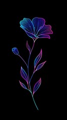Neon flower art on black