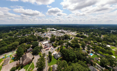 Sunny Daytime Drone Images of Wendell, North Carolina Featuring The Downtown Business District and The New Wendell Falls Development