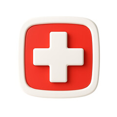 Fototapeta premium Swiss flag emblem with rounded corners iconic design for medical or health related concepts transparent background