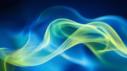 Blue and green round swirl of light with glowing circular motion, abstract neon energy waves forming a vibrant futuristic spiral pattern on dark background.