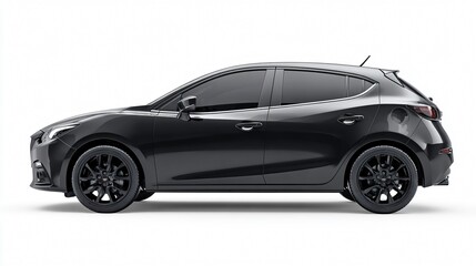 Fototapeta premium Sleek Black Hatchback Car Mockup: Professional Side View for Graphic Designers