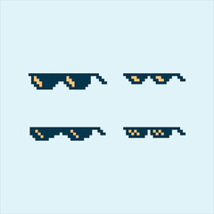 Flat design pixel art thug life sunglasses illustration