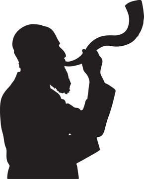 man blowing shofar silhouette clip art preview