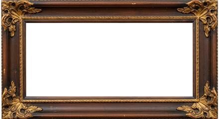 old wooden frame,old wooden photo frame isolated on white background	
