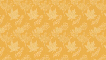 Seamless pattern of maple leaves on a yellow background for a fall design