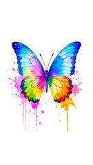 Vibrant butterfly with watercolor splashes