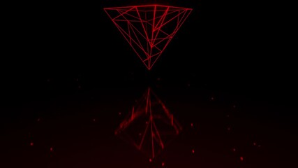 Rotating Red Wireframe Pyramid VJ Loop - Powered by Adobe
