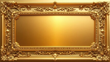 An exquisite gold label banner flanked by an elaborate golden frame, featuring intricate carvings and embellishments At the heart of the banner, a golden name plate is displayed