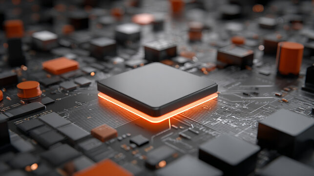 3D illustration of central computer processors (CPU) concept, symbolizing high performance computing, digital technology, and advanced electronic hardware systems. - Powered by Adobe