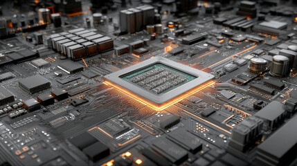 3D illustration of central computer processors (CPU) concept, symbolizing high performance computing, digital technology, and advanced electronic hardware systems.