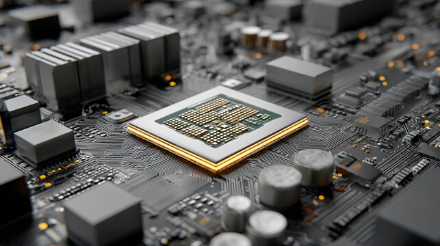 3D illustration of central computer processors (CPU) concept, symbolizing high performance computing, digital technology, and advanced electronic hardware systems.