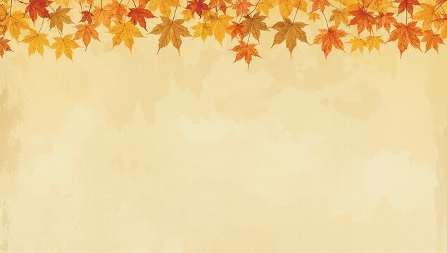 Autumn leaves background with vintage paper texture and warm fall colors