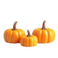 Fototapeta premium Three orange pumpkins isolated on transparent background