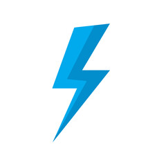 Isolated icon of a bolt in vibrant blue against a plain white backdrop