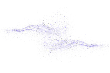 Purple glitter dust sparkling in a wave isolated on transparent background