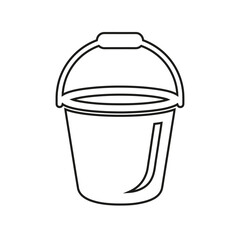 Outlined Pail Icon with Metal Handle for Cleaning and Gardening Tasks
