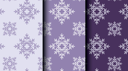 Vector set of Christmas seamless patterns in three color variations. Ideal for holiday packaging, gift wrap, and festive stationery.