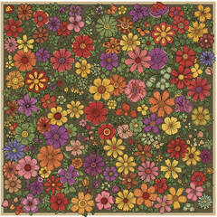 Colorful flower pattern background. Decorative floral illustration for garden design and textile prints
