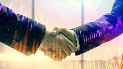 Business Handshake with Financial Chart Overlay: Agreement and Success - Powered by Adobe
