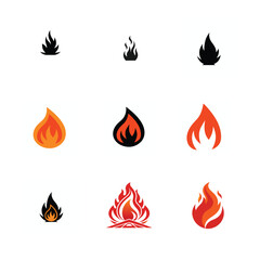 Fire vector icon set on white background