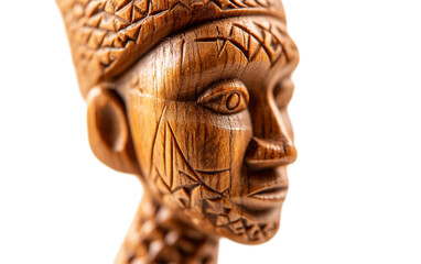 A close up view of a wooden Kwanzaa figurine highlighting cultural heritage symbolic artistry and the ancestral values of African tradition isolated on transparent background PNG
