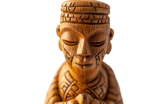 Traditional Kwanzaa figurine crafted from wood showcasing authentic design meaningful symbolism and the celebration of unity and heritage isolated on transparent background PNG