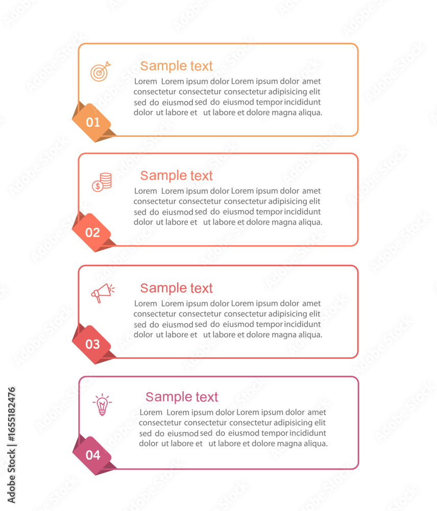 Wall mural business infographic design template with 4 options, steps or processes. can be used for workflow la