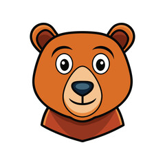Cartoon bear head illustration, cute wild animal mascot logo design for kids, forest, zoo, pet, nature, and education projects