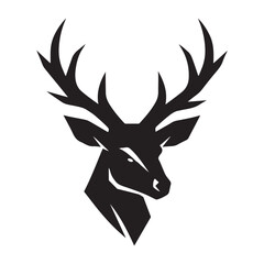 Reindeer deer animal vector silhouette illustration with Christmas antler horns sketch design