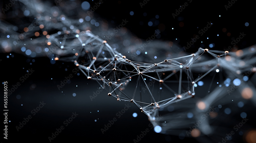 Poster concept of network and internet communication with big data visualization, 3d technology background 