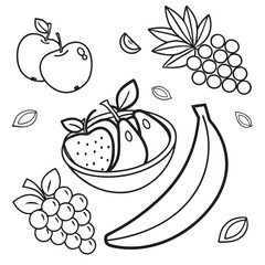 vector illustration of fruit coloring page