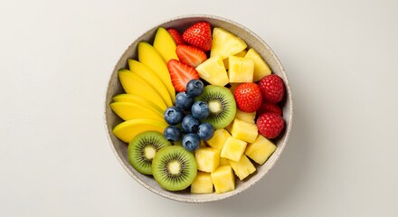 Colorful Fruit Bowl Flatlay