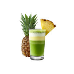 Refreshing Layered Pineapple Green Smoothie in Glass