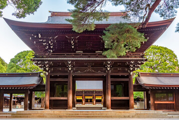 Main gate of Meiji Shinto shrine in Shibuya, Tokyo