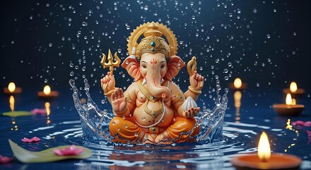 Ganpati in water , Ganesha in water , ganapati visarjan 