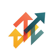 Colorful arrows representing growth and direction in a dynamic, modern business environment. on transparent background