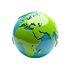 Fototapeta premium Colorful 3D Earth Globe Representing Continents and Oceans for Educational Purposes on transparent background