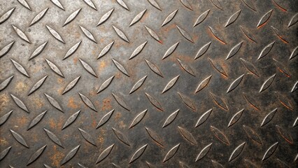 Metal diamond plate texture with a rusty and industrial look, perfect for creating a grunge and abstract background for various design projects