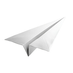 White paper airplane flying forward isolated on transparent background